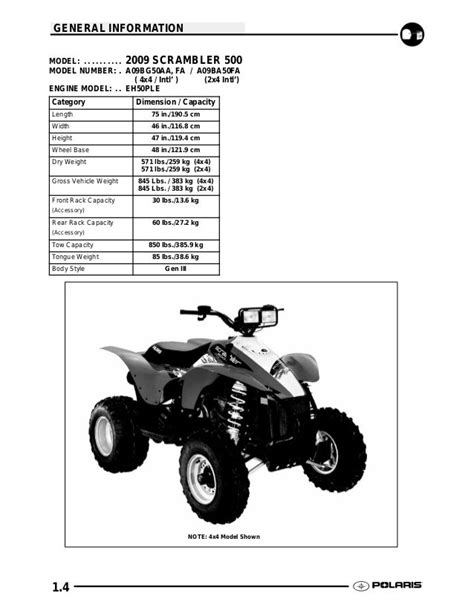 Polaris Scrambler 500 Service Manual Repair 2009