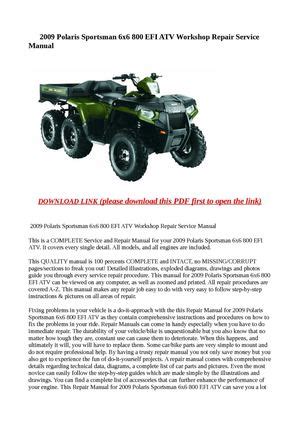 Polaris Sportsman 6x6 800 2009 Workshop Service Repair Manual Pdf Download