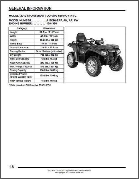 Polaris Sportsman Xp 850 2012 2013 Repair Service Manual