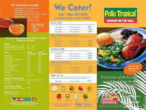 Pollo Tropical Printable Menu
