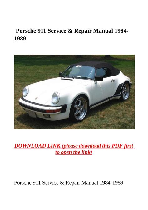 Porsche 911 Service Repair Manual 1984 1989