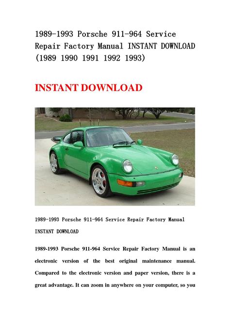 Porsche 964 1992 Repair Service Manual