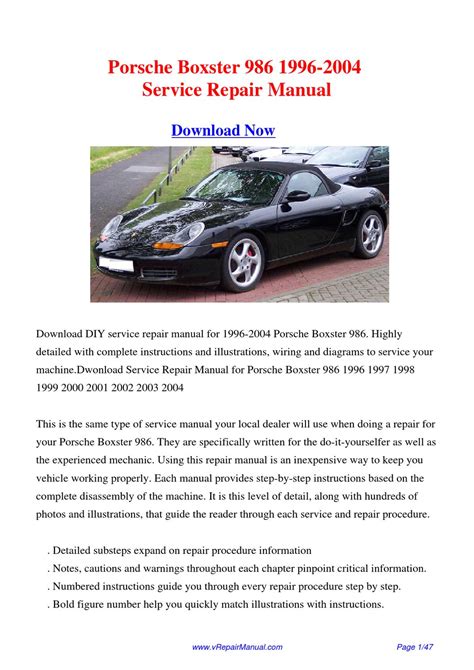 Porsche Boxster Service Manual Download