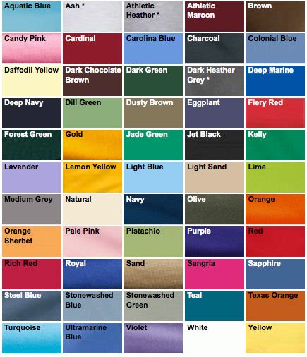 Port & Company Color Chart