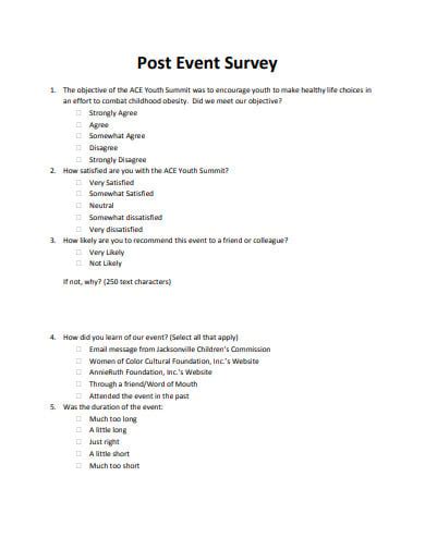 Post Event Survey Template