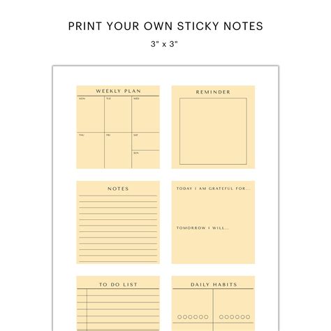 Post It Note Template Word