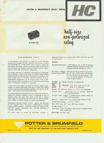 Potter And Brumfield Relays Catalog