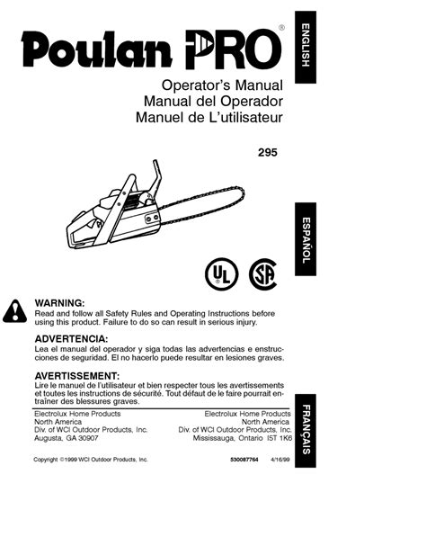 Poulan Chain Saws Operator S Manual