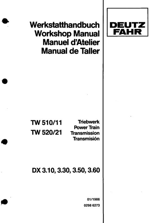 Power Train Transmission Tw 510 520 Dx Service Manual Eng De