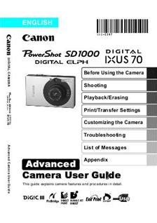 Powershot Sd1000 Digital Camera User Manual