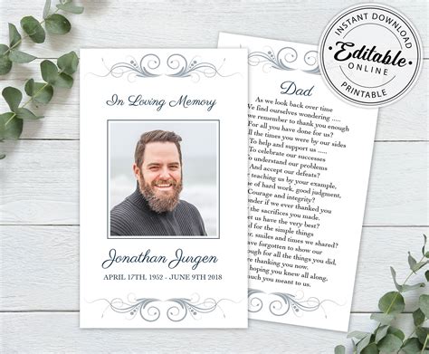 Prayer Cards For Funeral Templates
