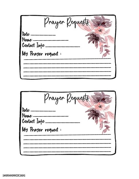 Prayer Request Cards Printable