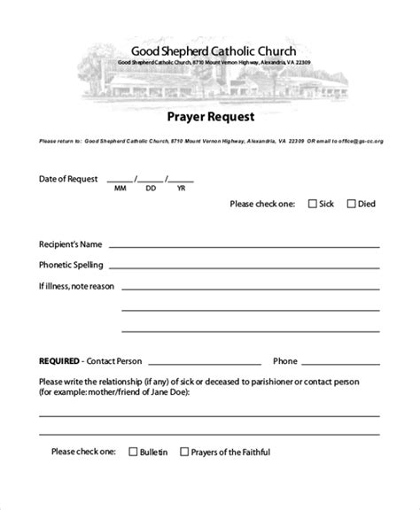 Prayer Request Template Word