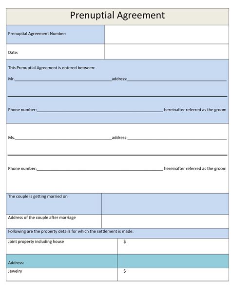 Pre-nuptial Agreement Template