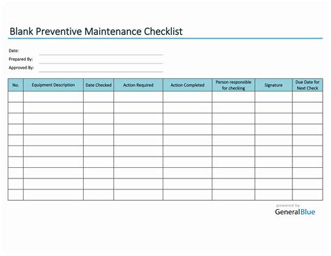 Preventive Maintenance Template Excel Free Download