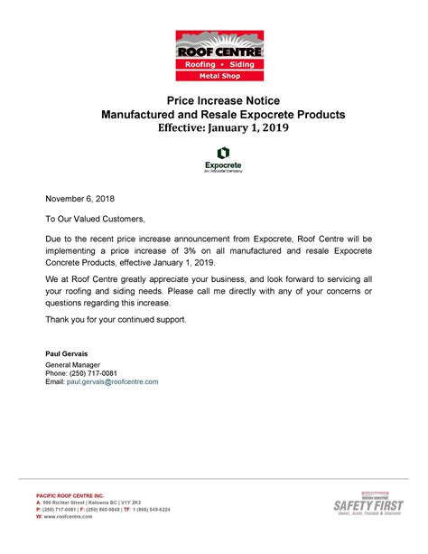 Price Increase Template