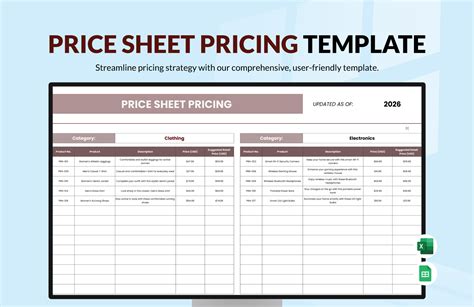 Pricing Sheet Template
