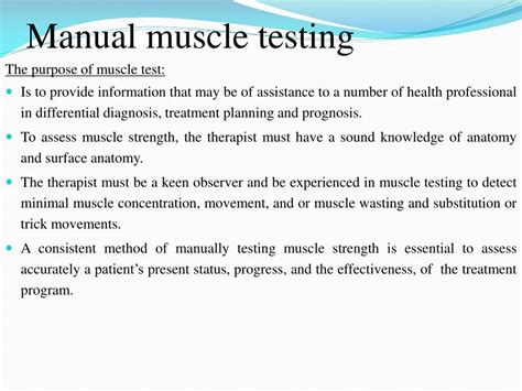 Principles Of Manual Muscle Testing