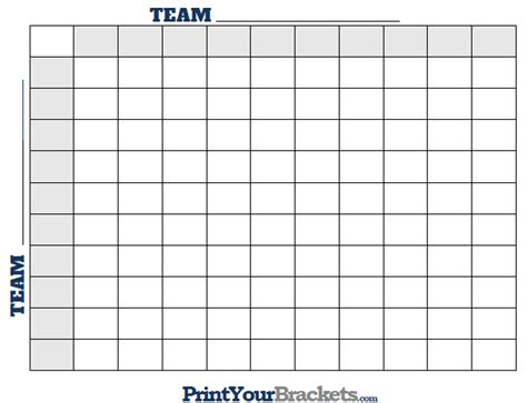 Printable 10 Square Nfl Office Pool Grid Template