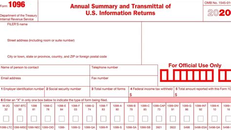 Printable 1096 Form