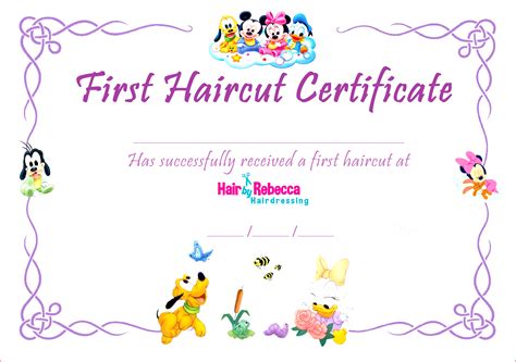 Printable 1st Haircut Certificate