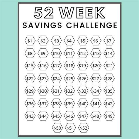 Printable 52 Week Savings Challenge