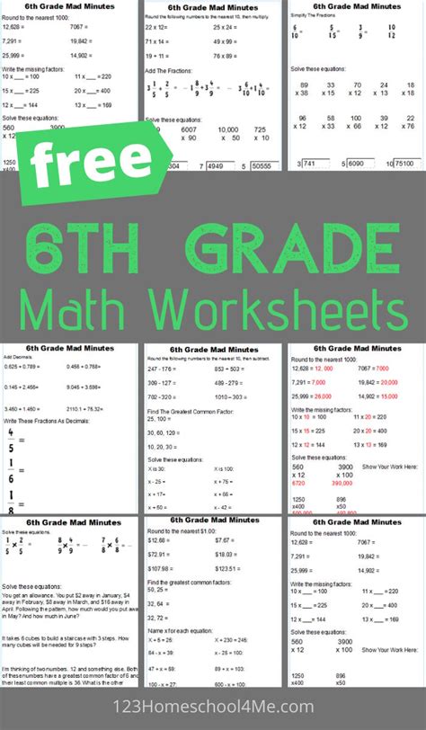 Printable 6th Grade Math Worksheets