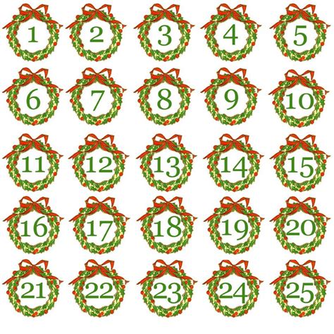 Printable Advent Calendar Numbers