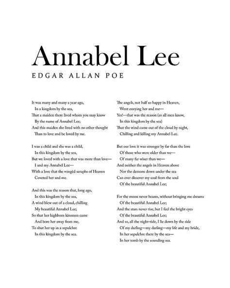 Printable Annabel Lee Poem