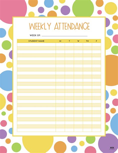 Printable Attendance Sheet Template