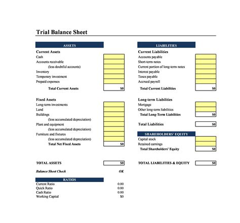 Printable Balance Sheet Template