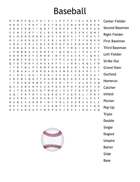 Printable Baseball Word Search