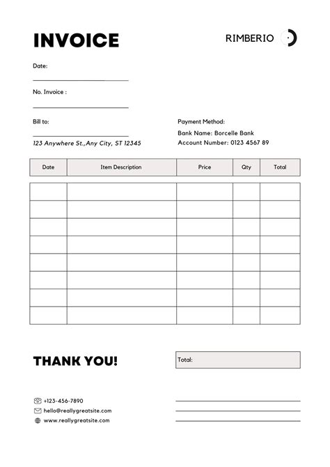 Printable Blank Invoice Forms