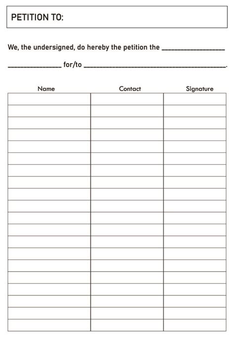Printable Blank Petition Form