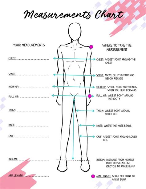 Printable Body Measurement Chart For Sewing
