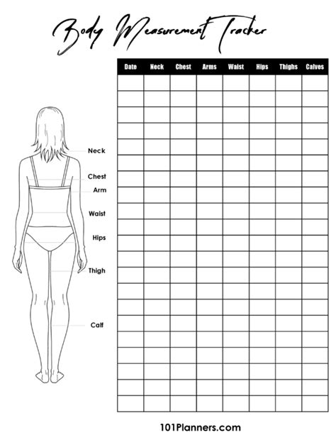 Printable Body Measurement Tracker