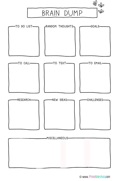 Printable Brain Dump Template
