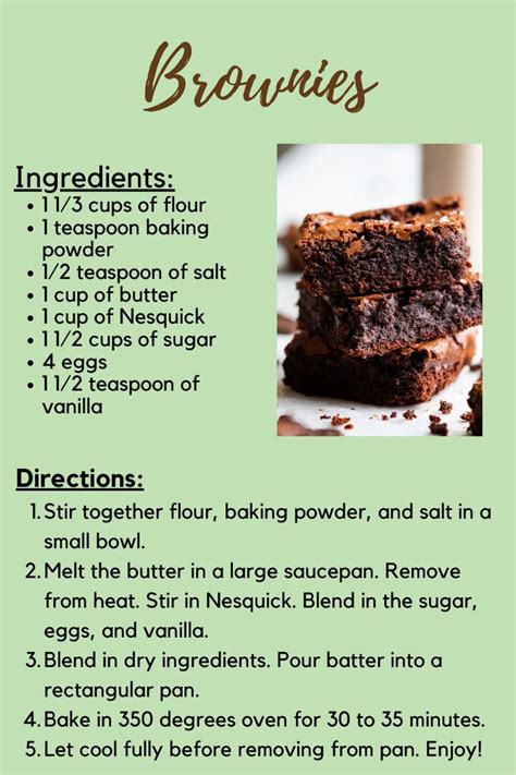 Printable Brownie Recipe