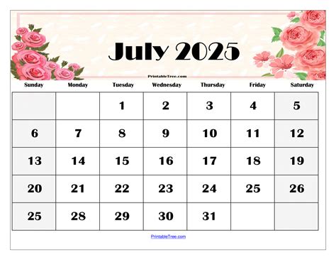 Printable Calendar July