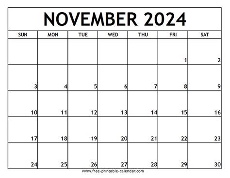Printable Calendar November