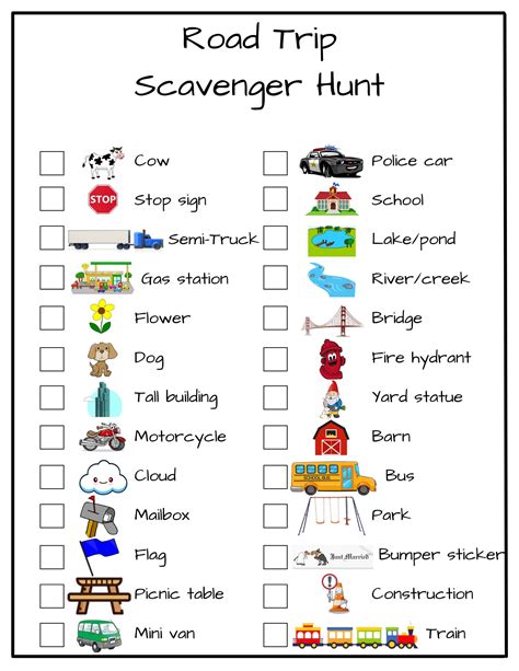 Printable Car Scavenger Hunt