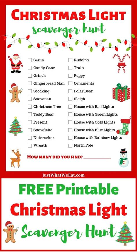 Printable Christmas Light Scavenger Hunt