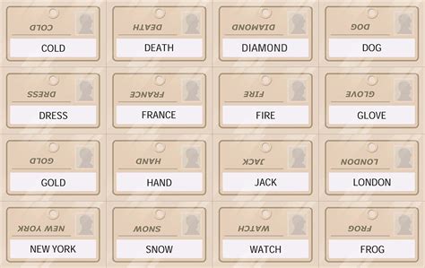 Printable Codenames Key Cards