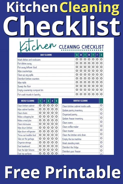 Printable Commercial Kitchen Cleaning Schedule Template