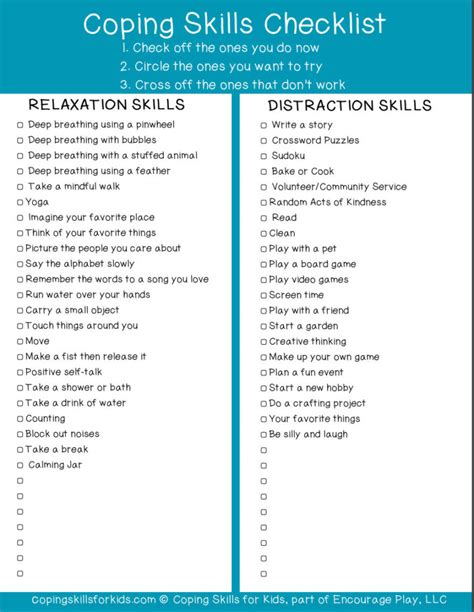Printable Coping Skills