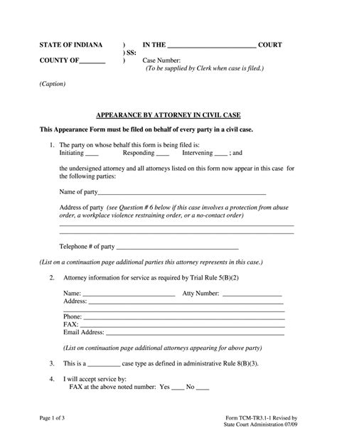 Printable Court Forms -- Indiana
