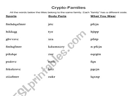 Printable Crypto Families Puzzles