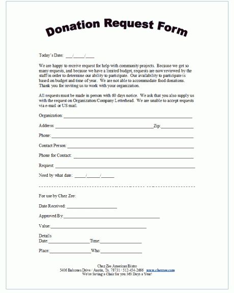Printable Donation Form