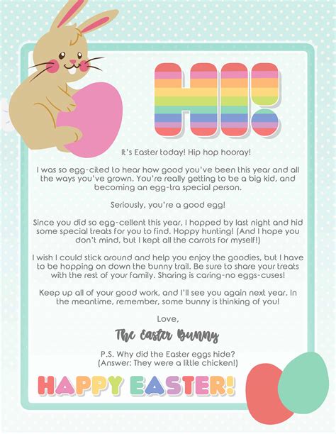 Printable Easter Bunny Letter