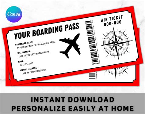Printable Editable Boarding Pass Template